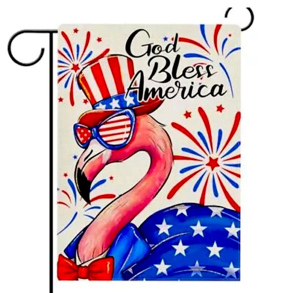 Other - God Bless America Flamingo July 4th Patriotic Garden Flag Double Sided, 12x18